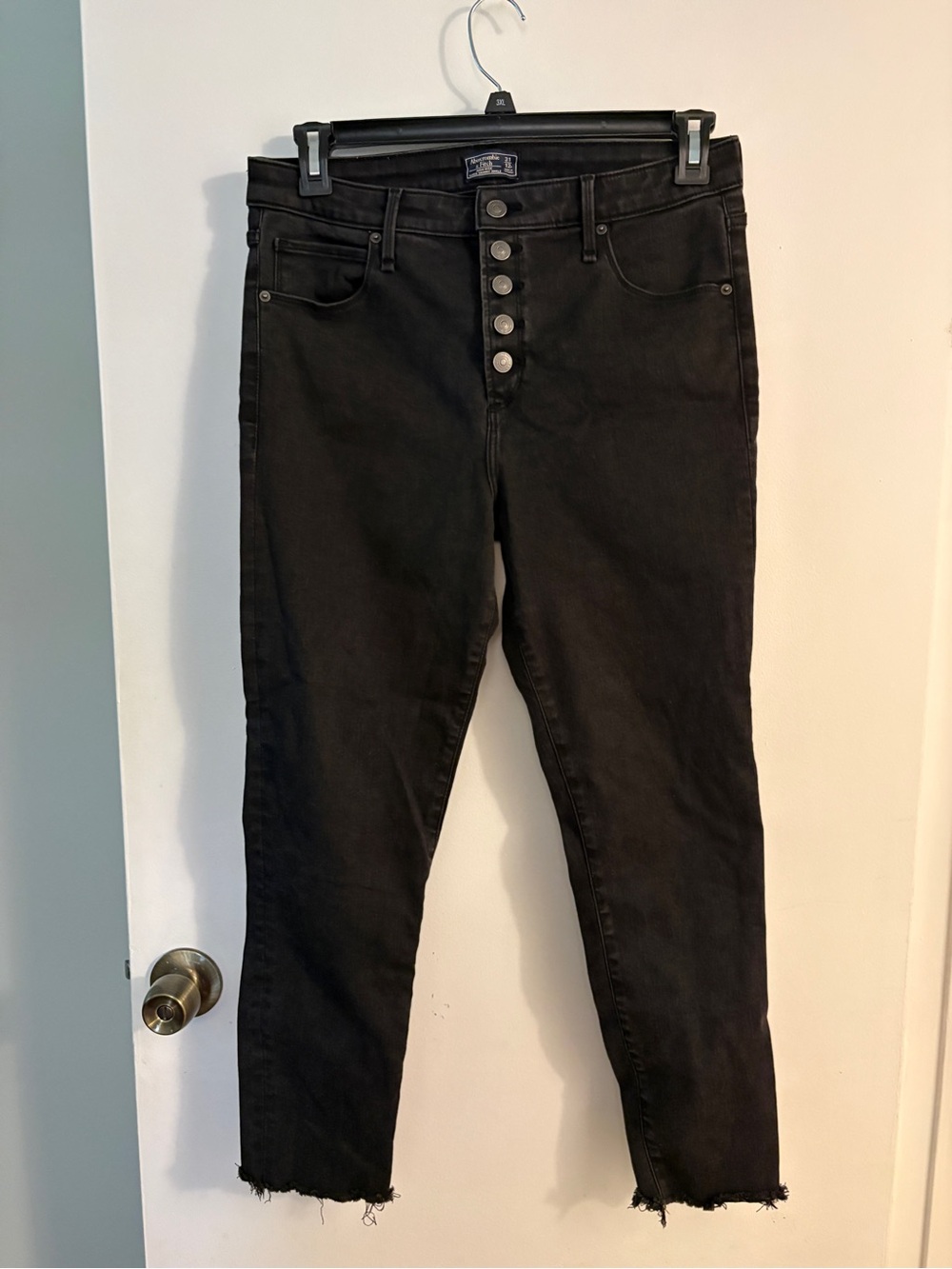 Abercrombie & Fitch Black High-Rise Skinny Jeans with Button Fly